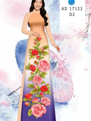 Vải Áo Dài Hoa Hồng AD 17123