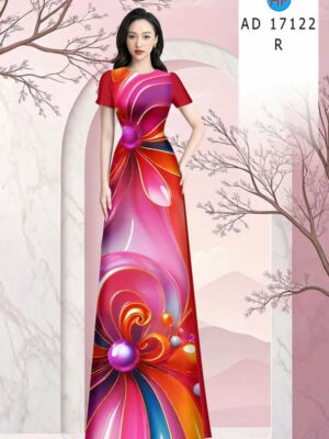 Vải Áo Dài Hoa In 3D AD 17122