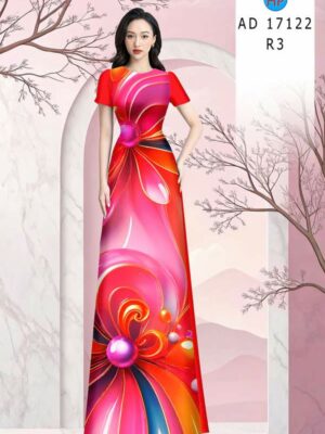 Vải Áo Dài Hoa In 3D AD 17122