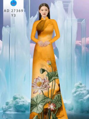 Vải Áo Dài Hoa Sen Giả Thêu AD 27369