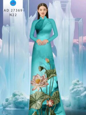 Vải Áo Dài Hoa Sen Giả Thêu AD 27369