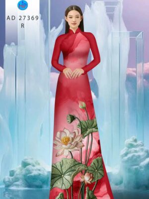 Vải Áo Dài Hoa Sen Giả Thêu AD 27369