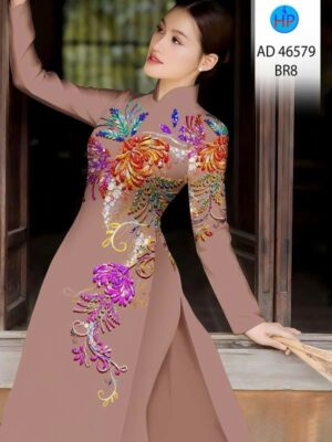 Vải Áo Dài Hoa In 3D AD 46579