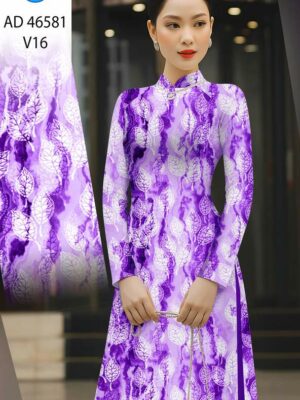 Vải Áo Dài In Hình Lá AD 46581