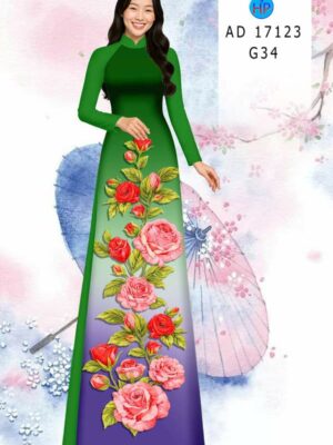 Vải Áo Dài Hoa Hồng AD 17123
