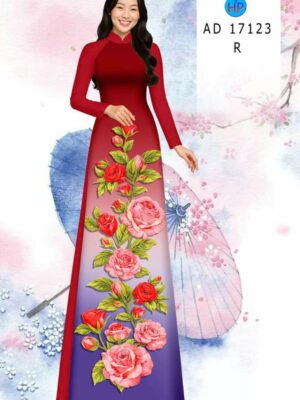 Vải Áo Dài Hoa Hồng AD 17123