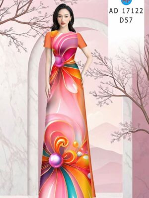 Vải Áo Dài Hoa In 3D AD 17122