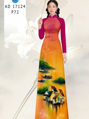 Vải Áo Dài Phong Cảnh AD 17124