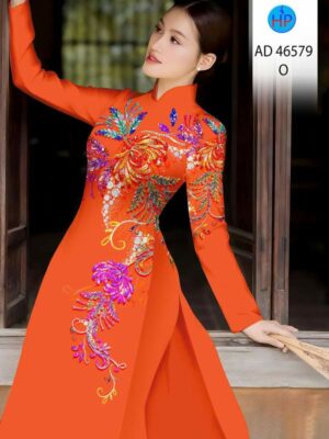Vải Áo Dài Hoa In 3D AD 46579