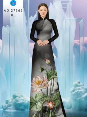 Vải Áo Dài Hoa Sen Giả Thêu AD 27369