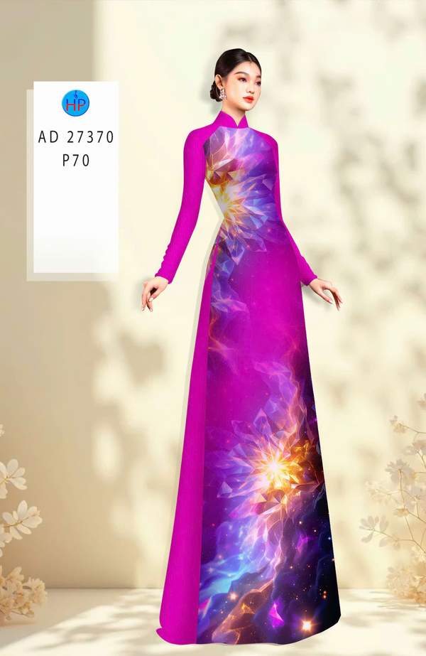 Vải Áo Dài Hoa In 3D AD 27370