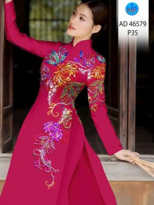 Vải Áo Dài Hoa In 3D AD 46579