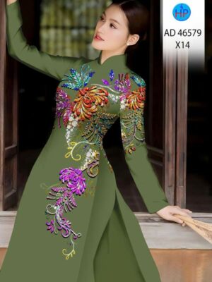 Vải Áo Dài Hoa In 3D AD 46579