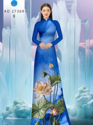 Vải Áo Dài Hoa Sen Giả Thêu AD 27369