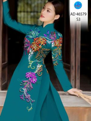 Vải Áo Dài Hoa In 3D AD 46579