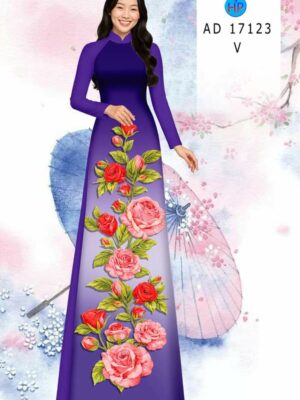 Vải Áo Dài Hoa Hồng AD 17123