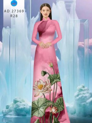 Vải Áo Dài Hoa Sen Giả Thêu AD 27369
