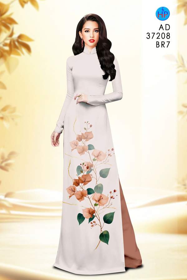 Vải Áo Dài Hoa In 3D AD 37208