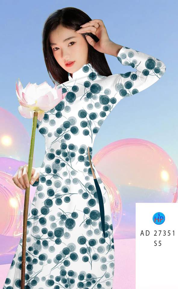 Vải Áo Dài Hoa In 3D AD 27351