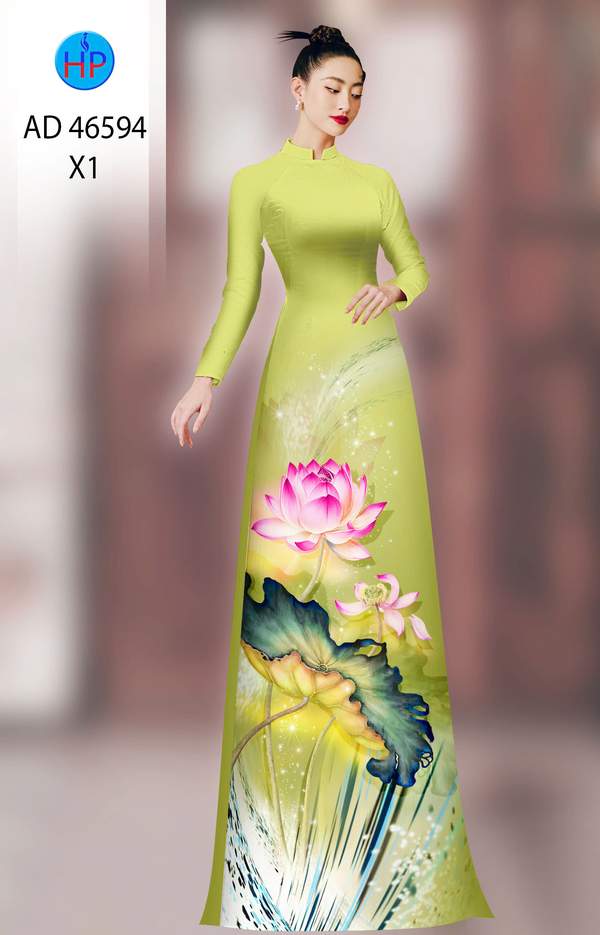 Vải Áo Dài Hoa Sen AD 46594
