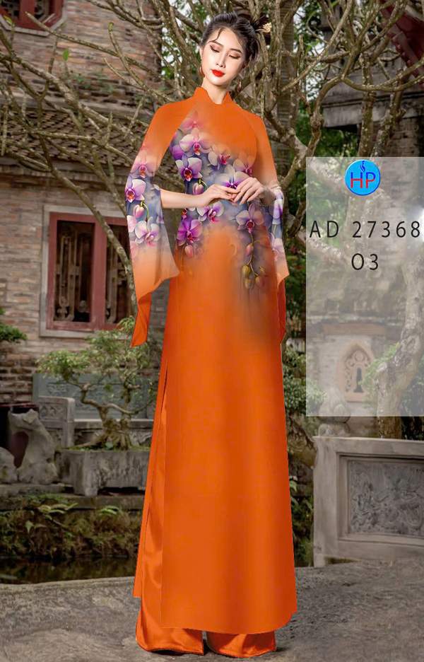 Vải Áo Dài Hoa In 3D AD 27368