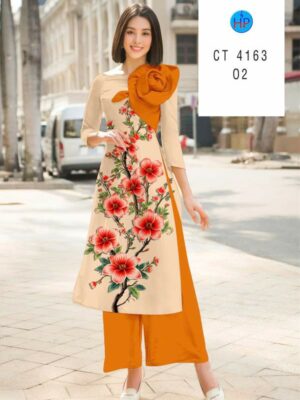 Vải Áo Dài Hoa In 3D AD CT4163