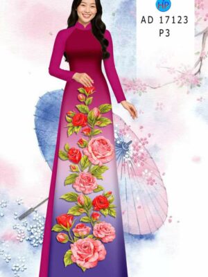 Vải Áo Dài Hoa Hồng AD 17123