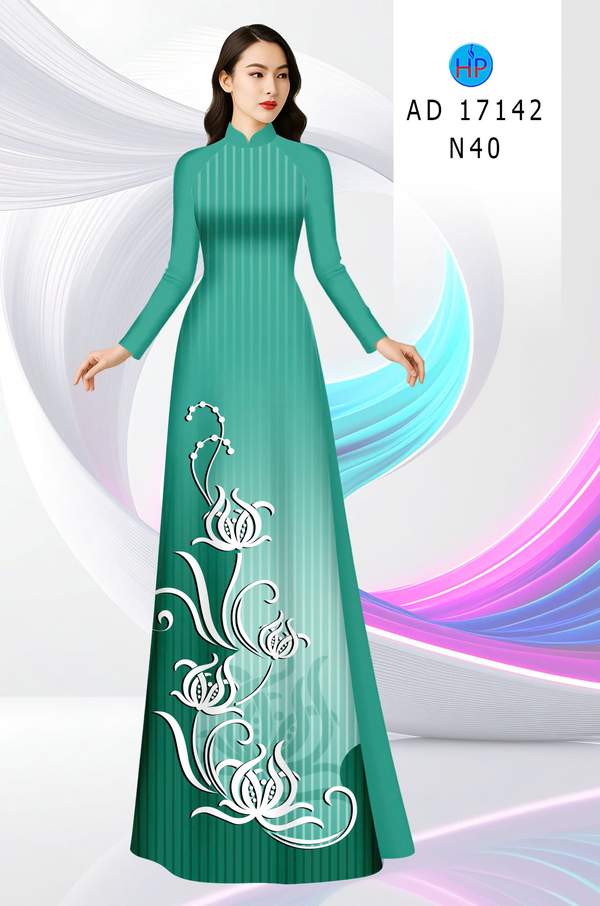 Vải Áo Dài Hoa In 3D AD 17142