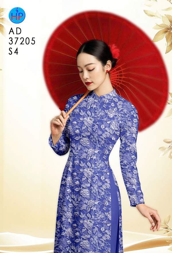 Vải Áo Dài Hoa In 3D AD 37205